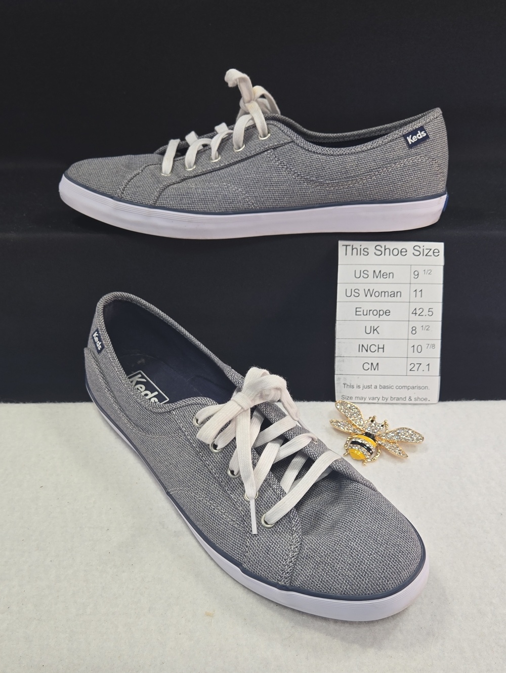 Keds Woman's Center III Chambray Canvas Low-Top Sneakers with White Laces
